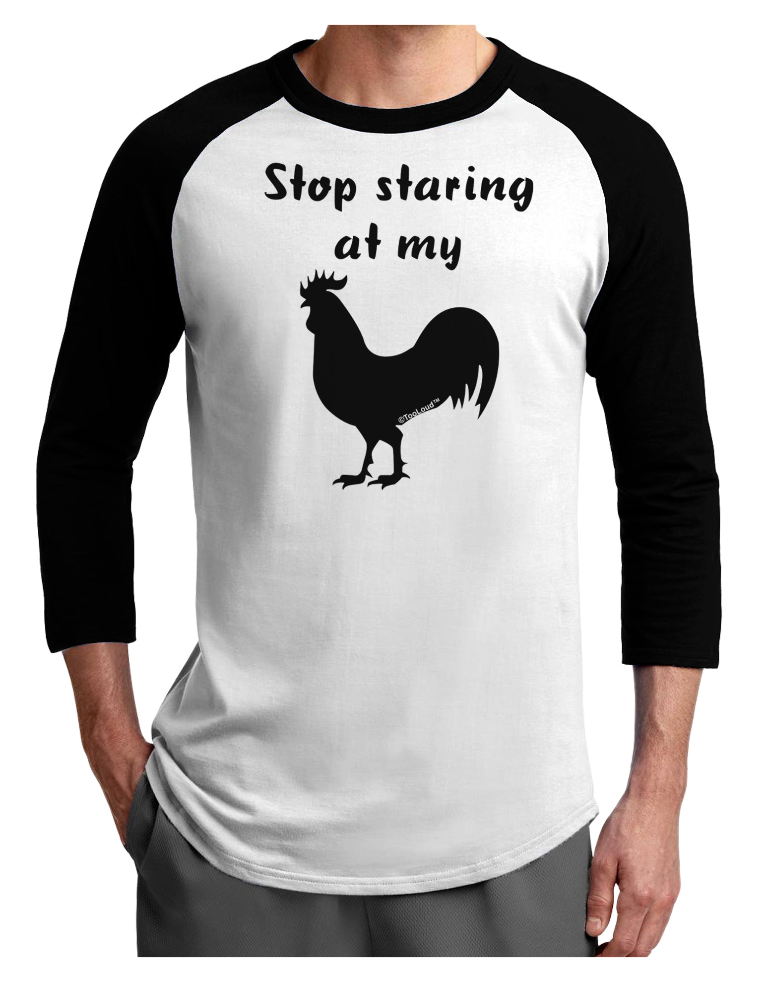 Stop Staring At My Rooster - Design Adult Raglan Shirt by TooLoud-TooLoud-White-Black-X-Small-Davson Sales