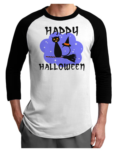 Witch Cat Adult Raglan Shirt-TooLoud-White-Black-X-Small-Davson Sales