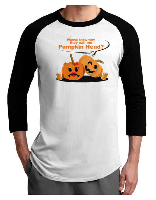 Pumpkin Head Adult Raglan Shirt-Raglan Shirt-TooLoud-White-Black-X-Small-Davson Sales