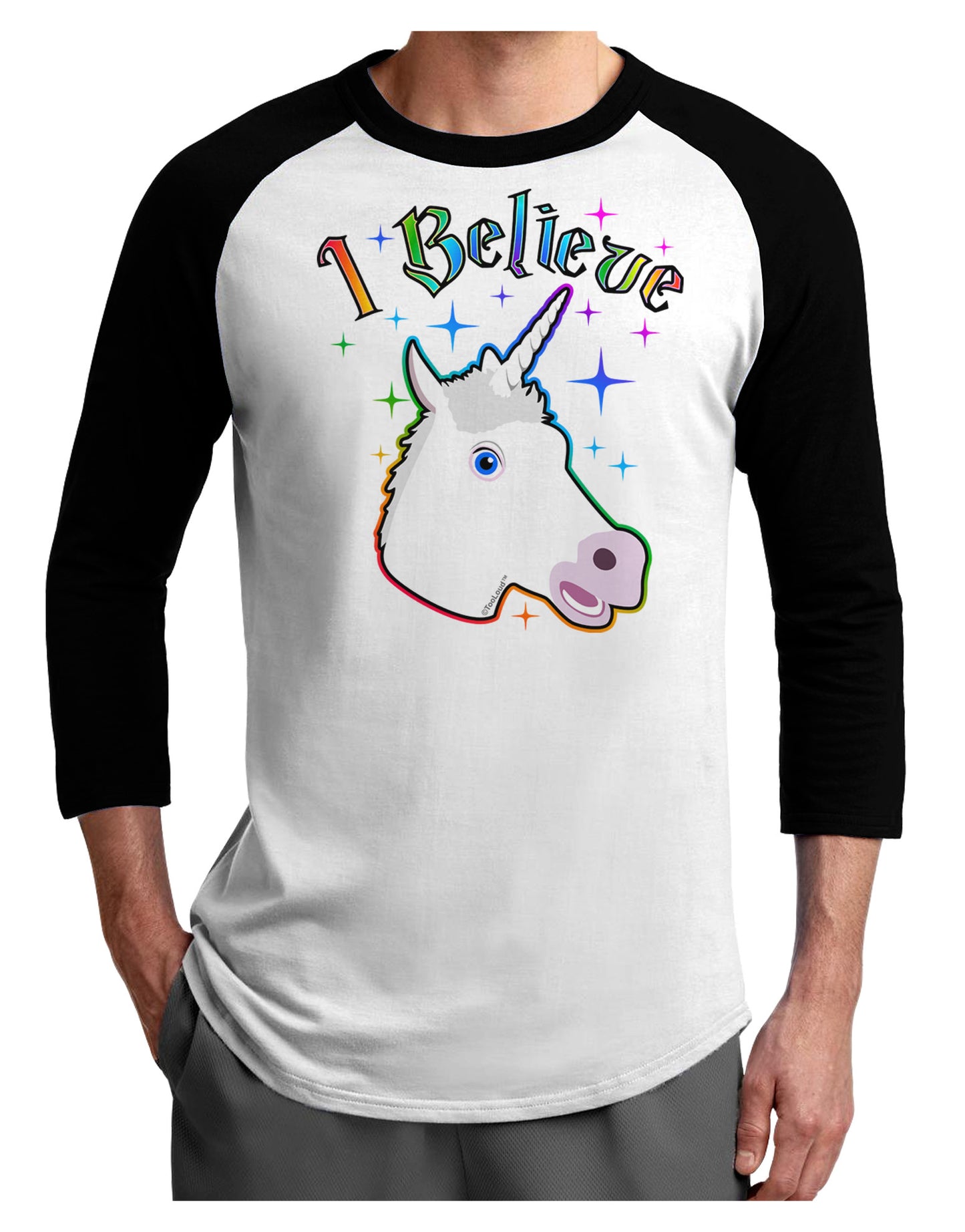 I Believe in Unicorns Adult Raglan Shirt-Raglan Shirt-TooLoud-White-Black-X-Small-Davson Sales