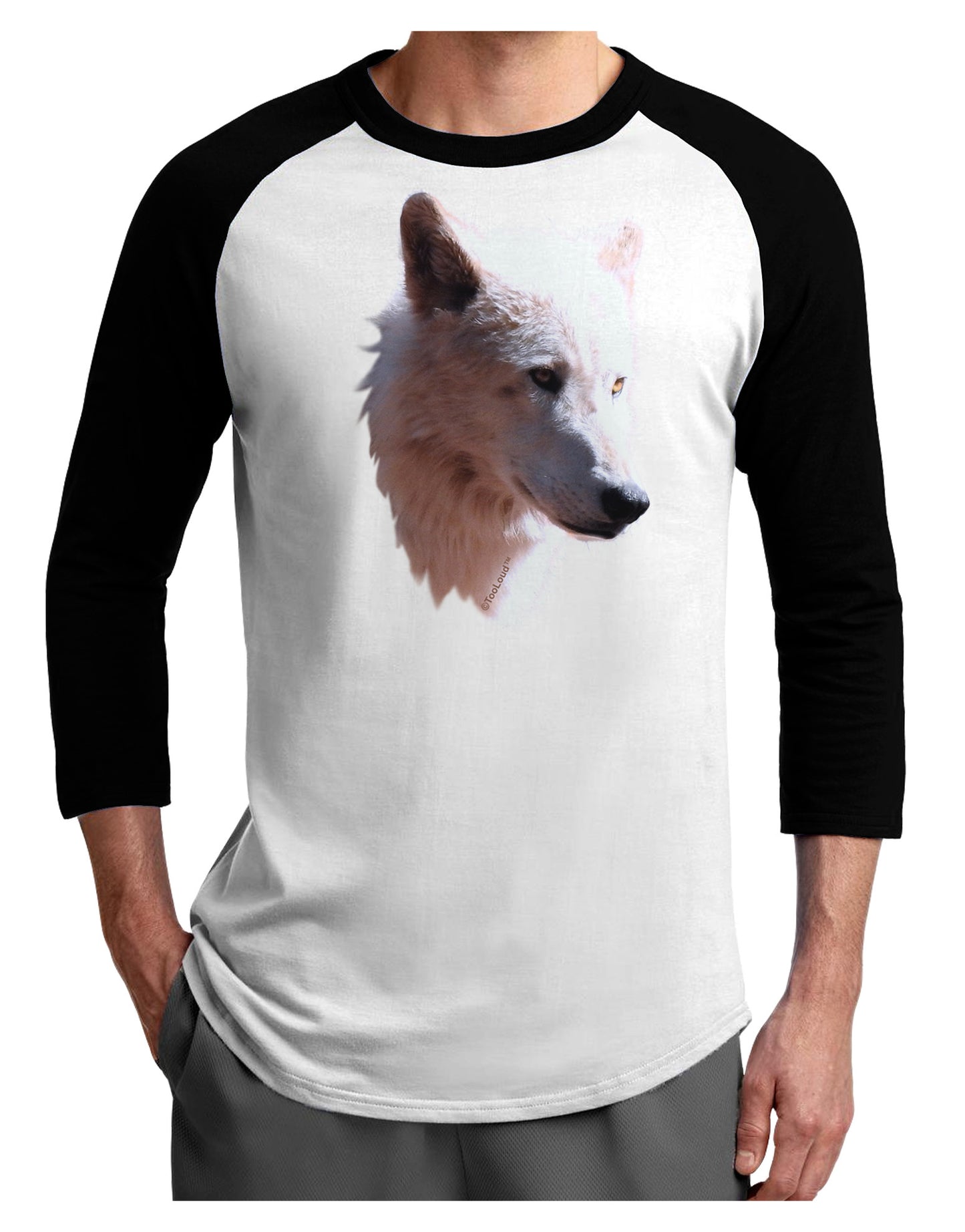 Magnificent White Wolf Head Adult Raglan Shirt-Raglan Shirt-TooLoud-White-Black-X-Small-Davson Sales
