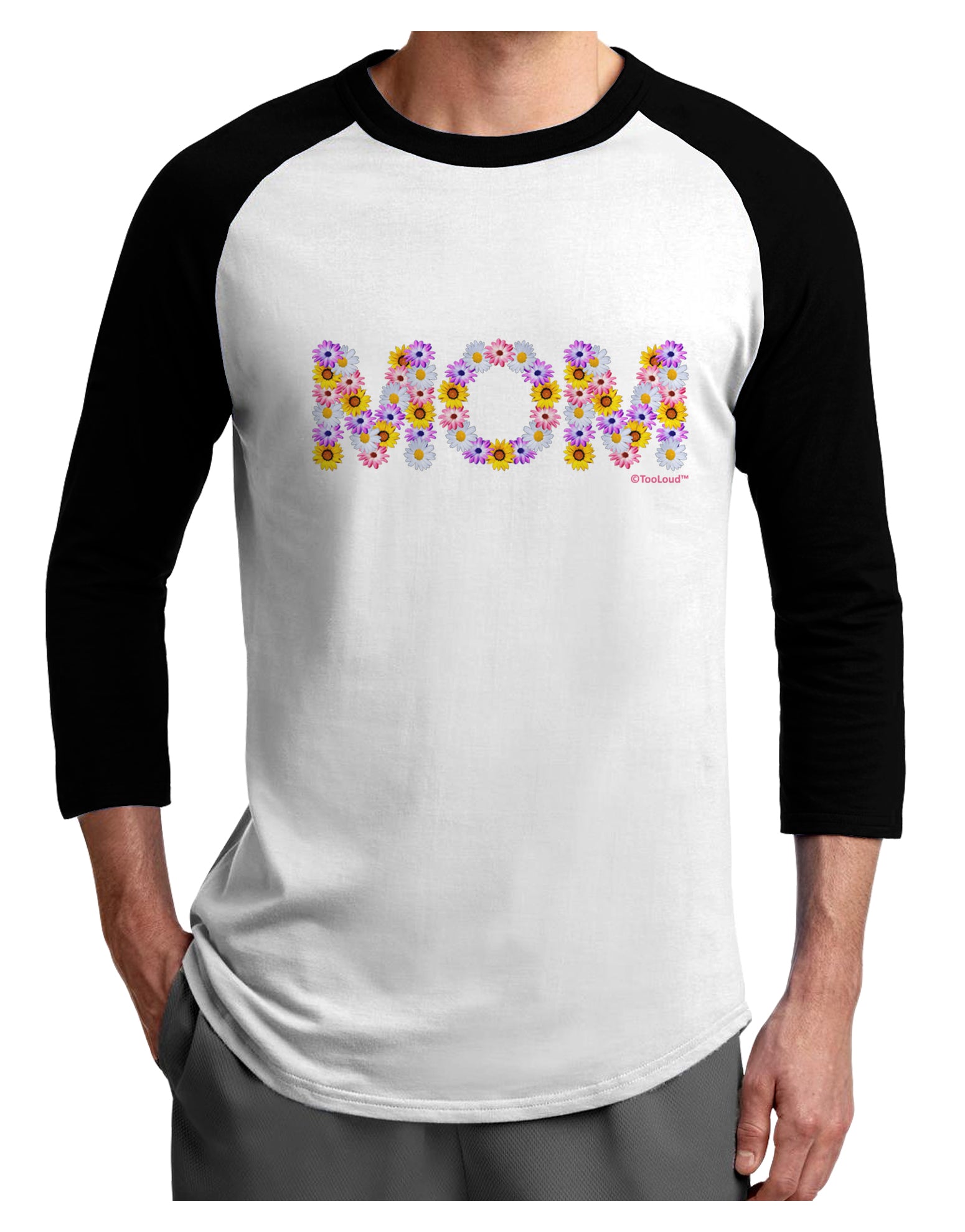 Mom Flowers Design Adult Raglan Shirt by TooLoud-TooLoud-White-Black-X-Small-Davson Sales