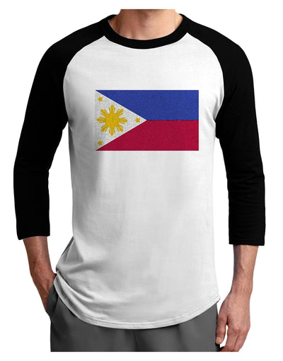TooLoud Distressed Philippines Flag Adult Raglan Shirt-Mens-Tshirts-TooLoud-White-Black-X-Small-Davson Sales