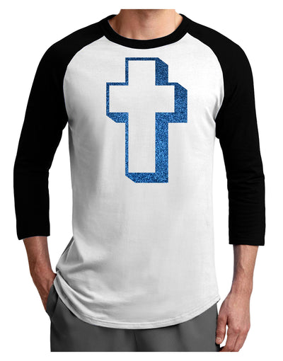 Simple Cross Design Glitter - Blue Adult Raglan Shirt by TooLoud-TooLoud-White-Black-X-Small-Davson Sales