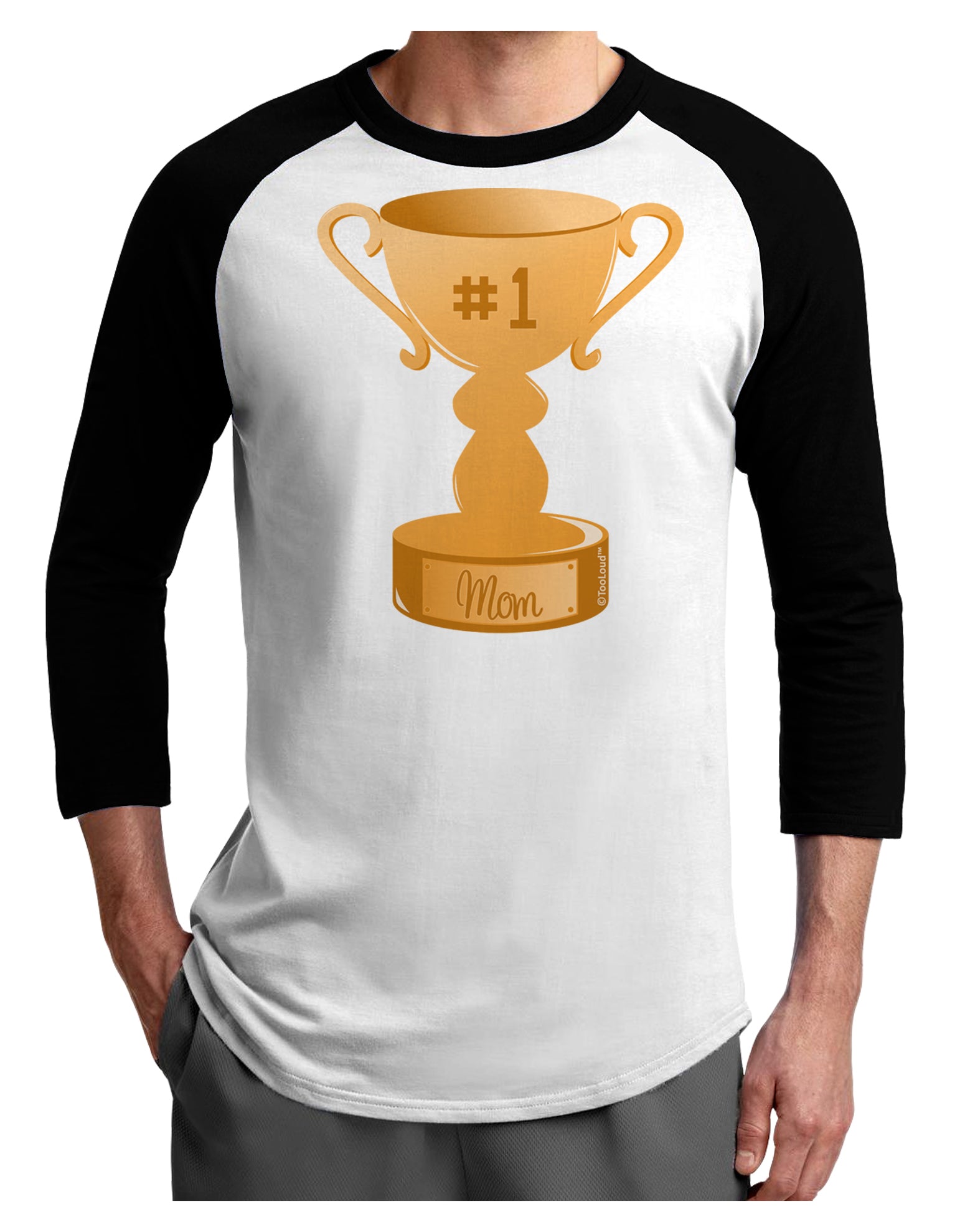 Number One Mom Trophy Adult Raglan Shirt by TooLoud-TooLoud-White-Black-X-Small-Davson Sales
