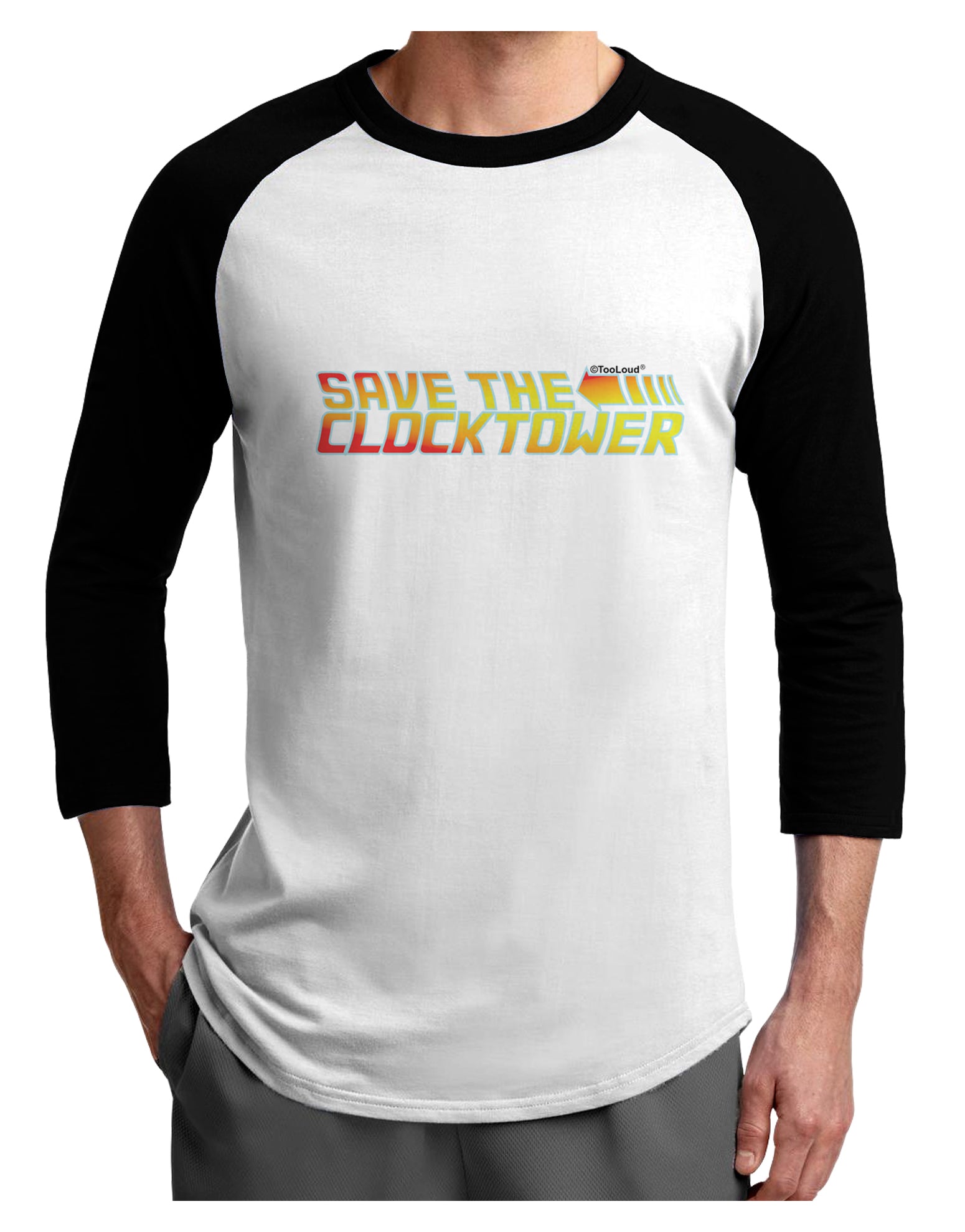 Save The Clock Tower Adult Raglan Shirt by TooLoud-TooLoud-White-Black-X-Small-Davson Sales
