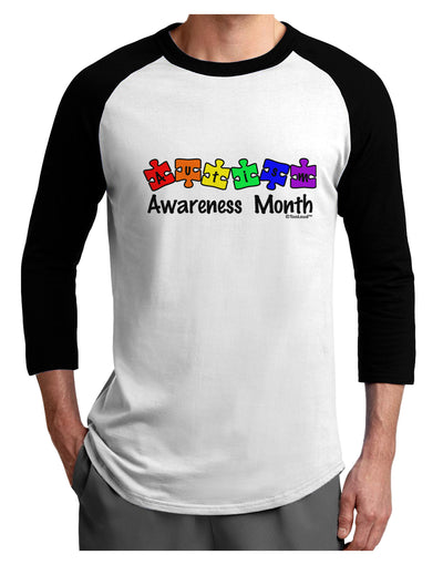 Autism Awareness Month - Colorful Puzzle Pieces Adult Raglan Shirt by TooLoud-TooLoud-White-Black-X-Small-Davson Sales