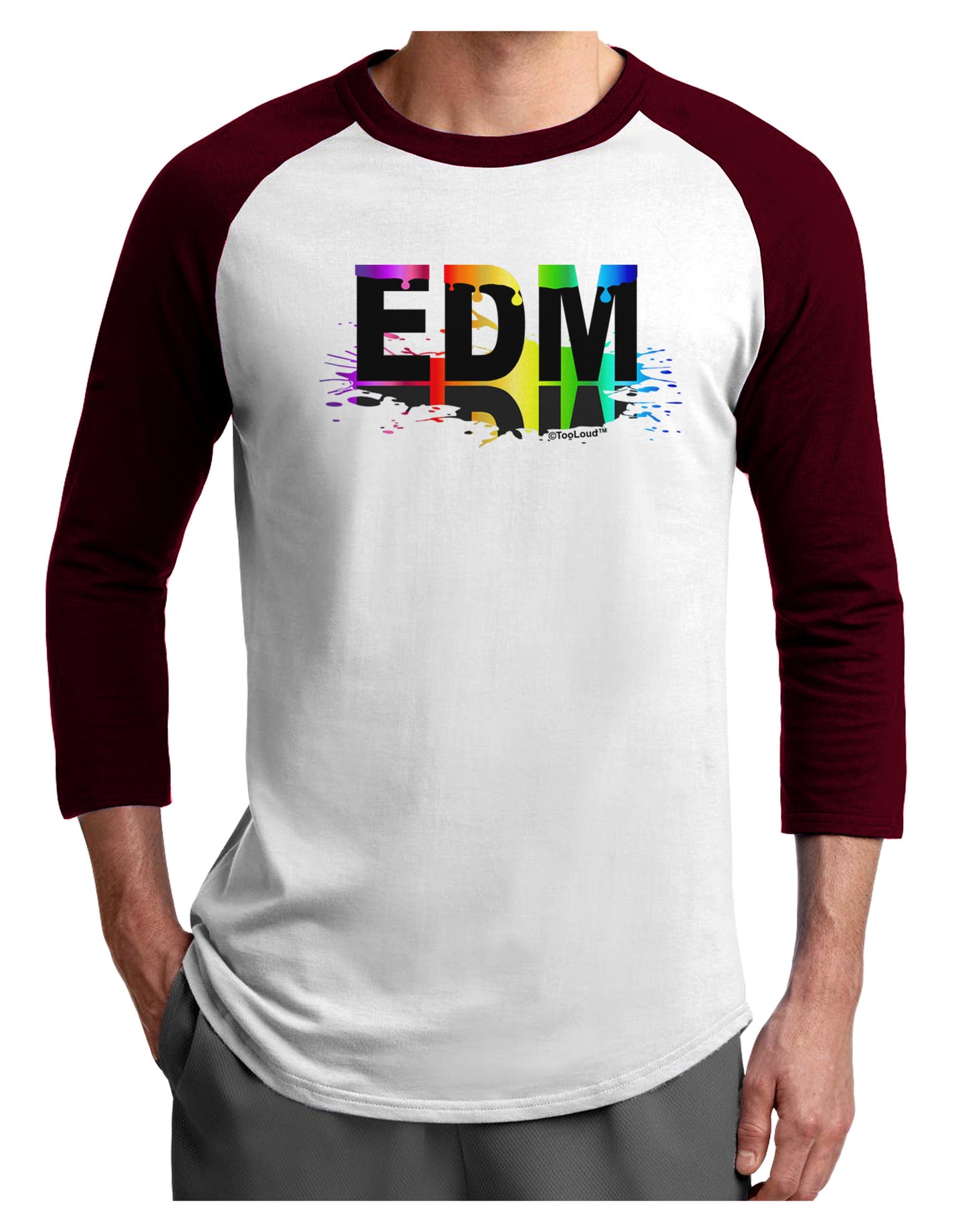 Paint EDM Adult Raglan Shirt-Raglan Shirt-TooLoud-White-Cardinal-X-Small-Davson Sales