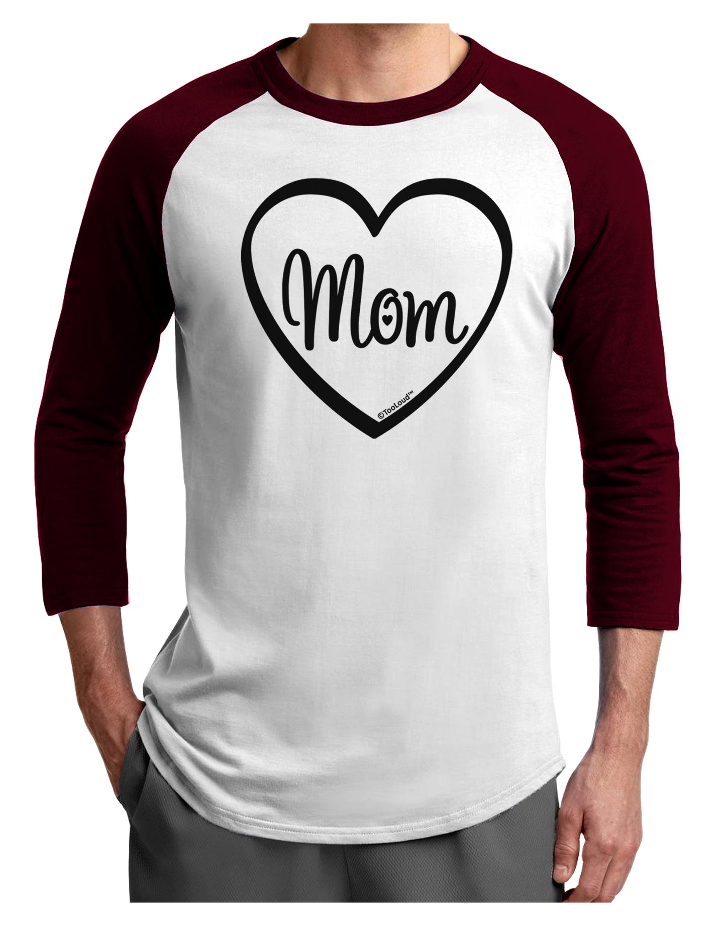 Mom Heart Design Adult Raglan Shirt by TooLoud-TooLoud-White-Cardinal-X-Small-Davson Sales