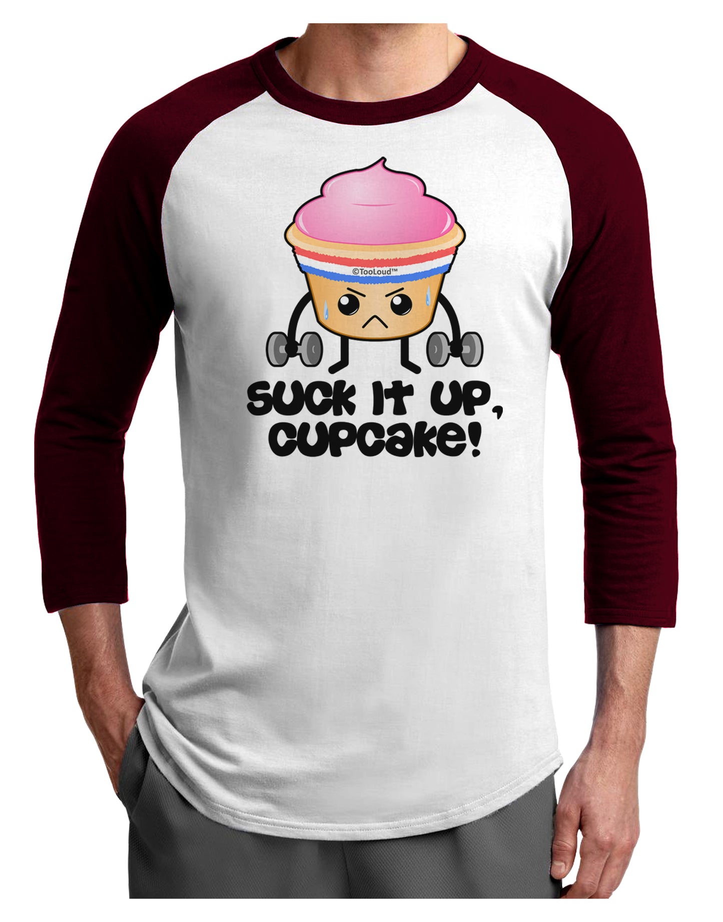 Suck It Up Cupcake Design Adult Raglan Shirt by TooLoud-TooLoud-White-Cardinal-X-Small-Davson Sales