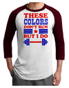 These Colors Don't Run But I Do - Patriotic Workout Adult Raglan Shirt-TooLoud-White-Cardinal-X-Small-Davson Sales