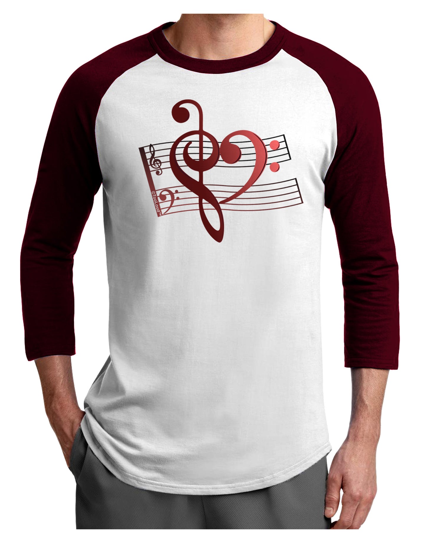 Heart Sheet Music Adult Raglan Shirt-Raglan Shirt-TooLoud-White-Cardinal-X-Small-Davson Sales