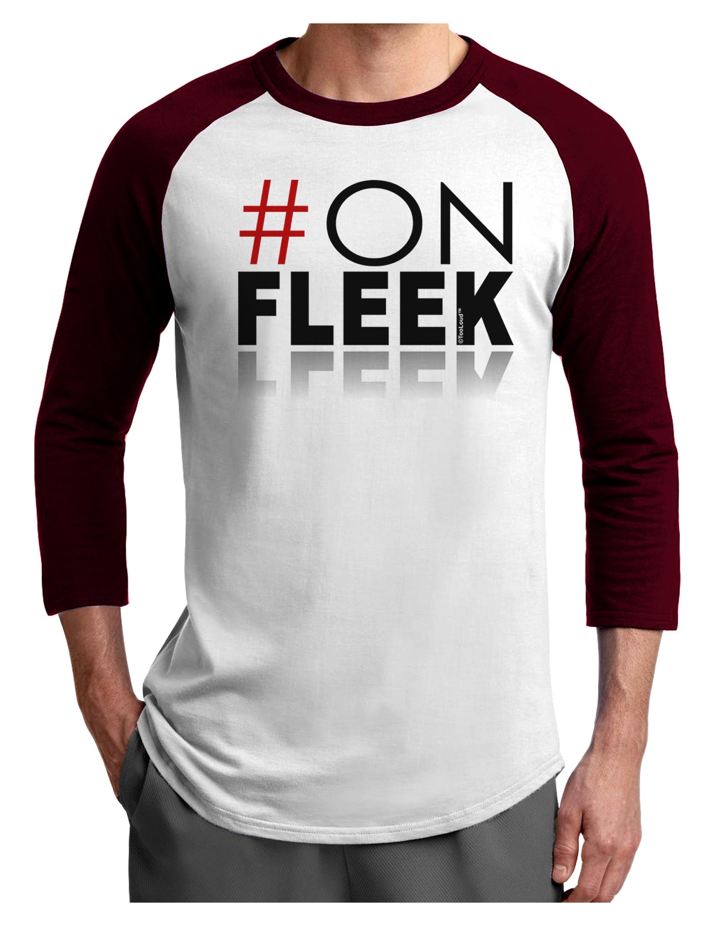 Hashtag On Fleek Adult Raglan Shirt-Raglan Shirt-TooLoud-White-Cardinal-X-Small-Davson Sales