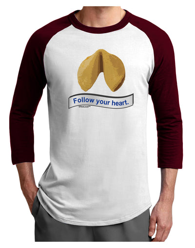 Follow Your Heart Fortune Adult Raglan Shirt-TooLoud-White-Cardinal-X-Small-Davson Sales