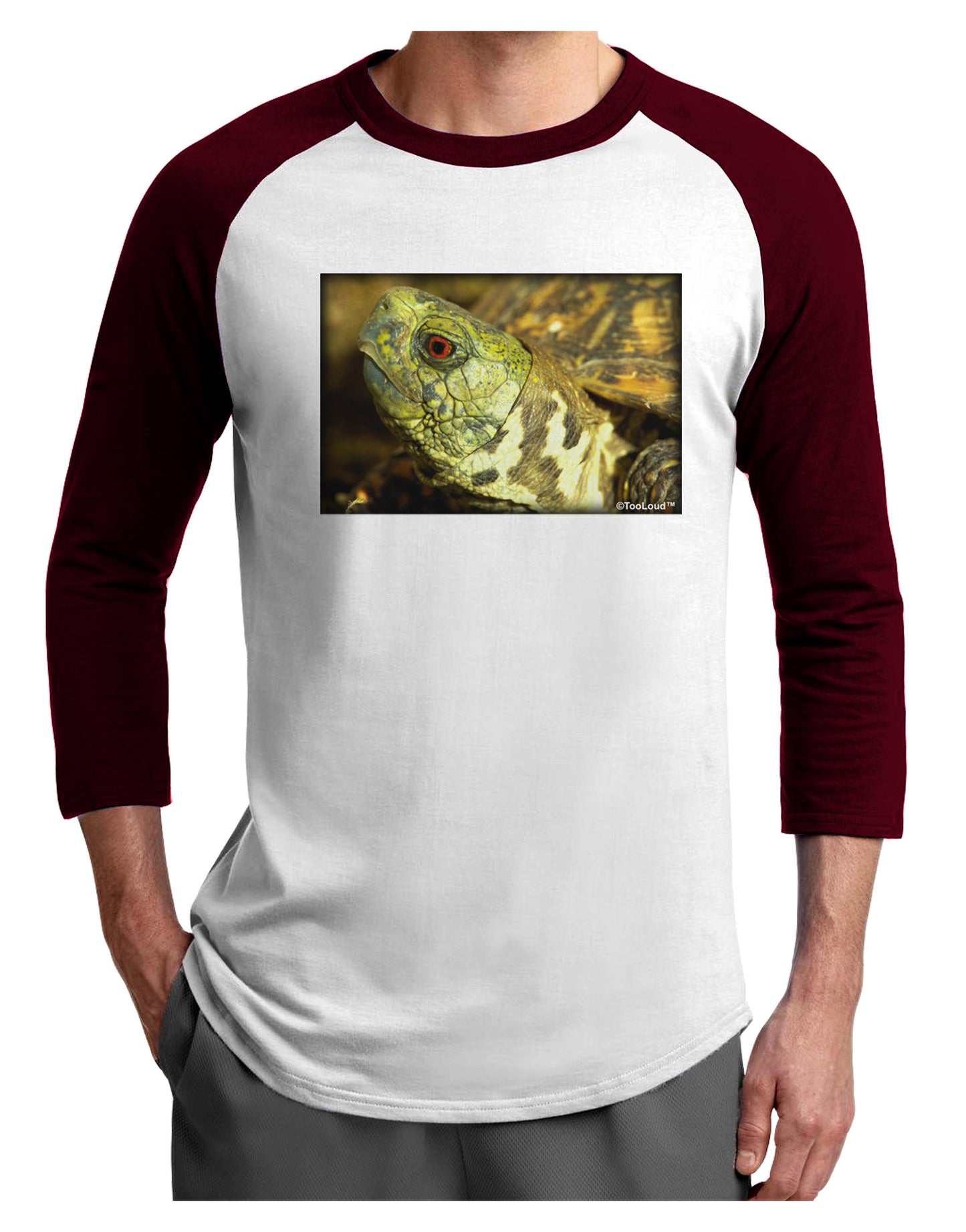 Menacing Turtle Adult Raglan Shirt-Raglan Shirt-TooLoud-White-Cardinal-X-Small-Davson Sales