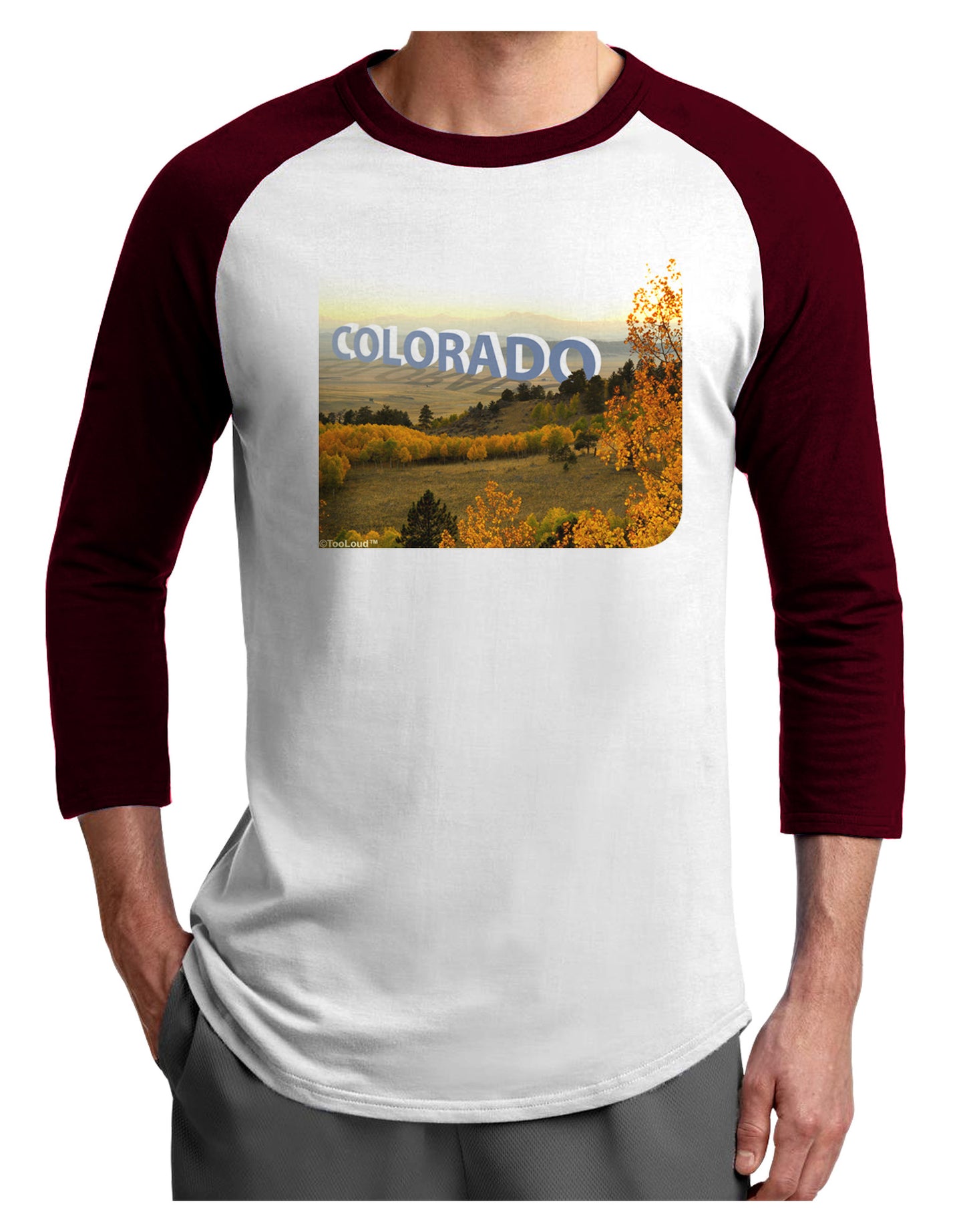 Colorado Postcard Gentle Sunrise Adult Raglan Shirt by-Raglan Shirt-TooLoud-White-Cardinal-X-Small-Davson Sales