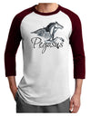 Pegasus Color Illustration Adult Raglan Shirt-TooLoud-White-Cardinal-X-Small-Davson Sales