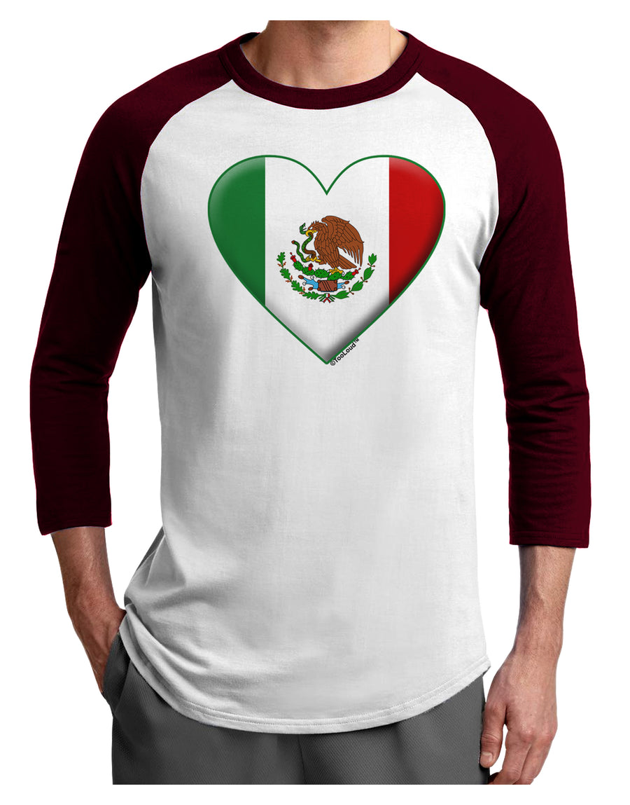 Mexican Flag Heart - Beveled Adult Raglan Shirt by TooLoud-TooLoud-White-Black-X-Small-Davson Sales