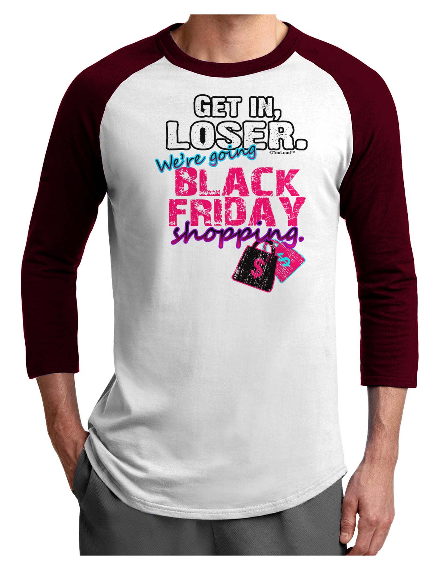 TooLoud We're going Black Friday Shopping Adult Raglan Shirt-Raglan Shirt-TooLoud-White-Cardinal-X-Small-Davson Sales