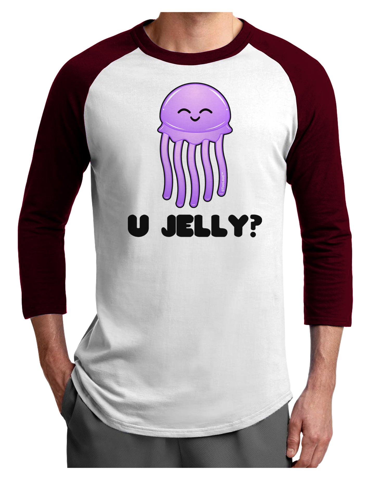 U Jelly Cute Jellyfish Adult Raglan Shirt by TooLoud-TooLoud-White-Cardinal-X-Small-Davson Sales
