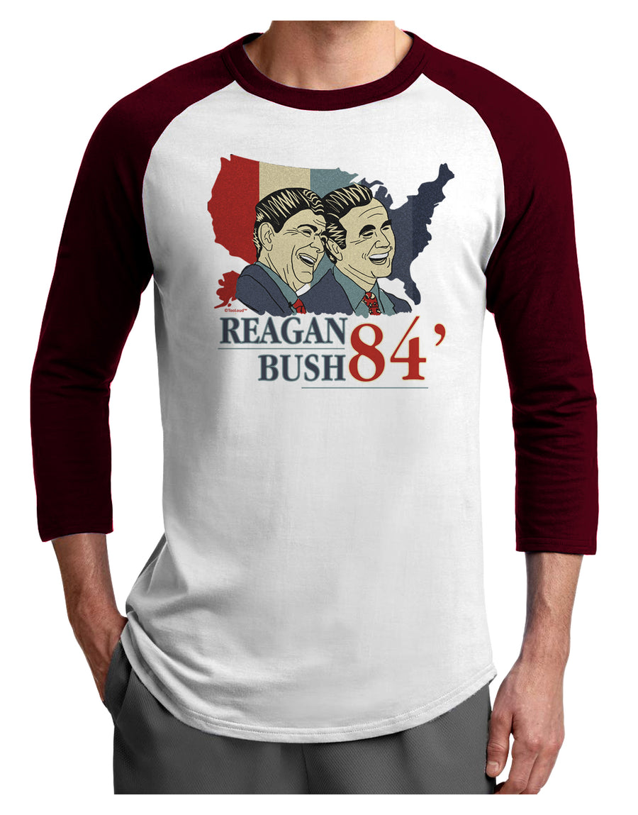 TooLoud REAGAN BUSH 84 Adult Raglan Shirt-Mens-Tshirts-TooLoud-White-Black-X-Small-Davson Sales