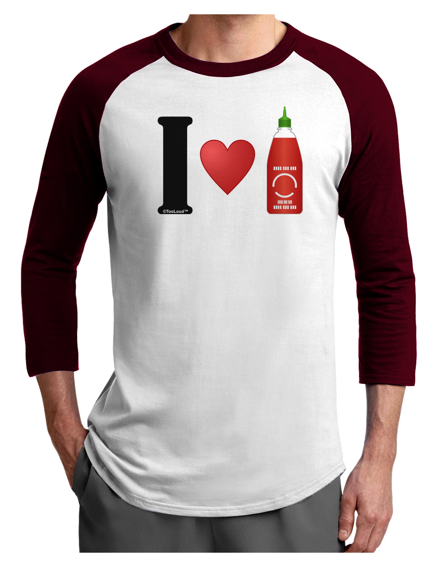 I Heart Sriracha Design Adult Raglan Shirt by TooLoud-TooLoud-White-Cardinal-X-Small-Davson Sales