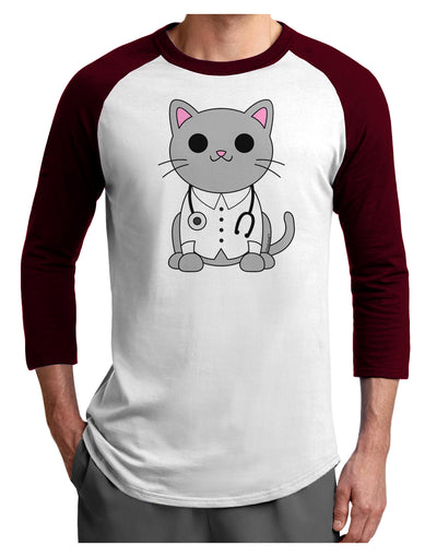 Dr Cat MD - Cute Cat Design Adult Raglan Shirt by TooLoud-TooLoud-White-Cardinal-X-Small-Davson Sales