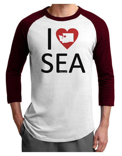 I Heart Seattle Adult Raglan Shirt-Raglan Shirt-TooLoud-White-Cardinal-X-Small-Davson Sales