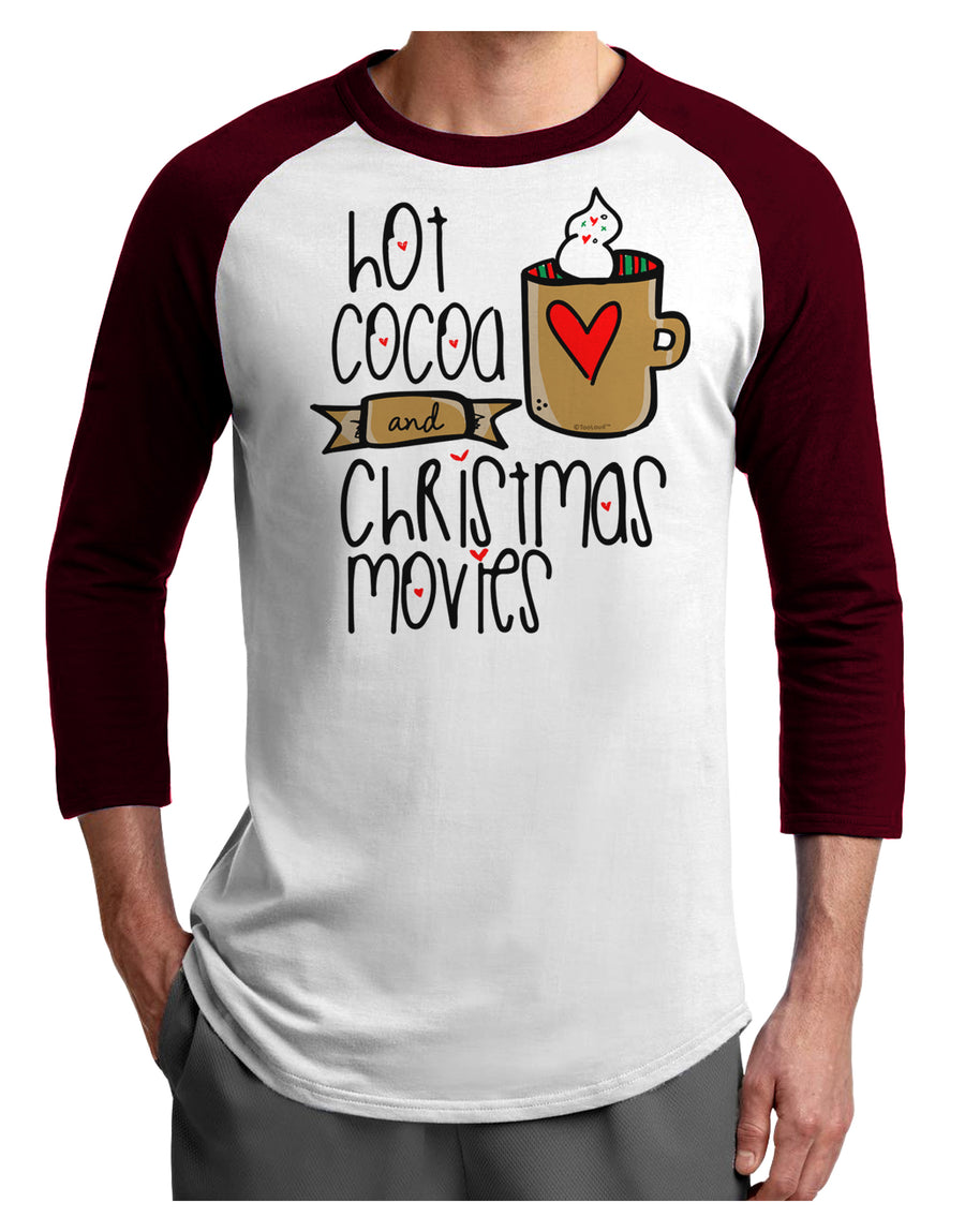 Hot Cocoa and Christmas Movies Adult Raglan Shirt-Mens T-Shirt-TooLoud-White-Black-X-Small-Davson Sales