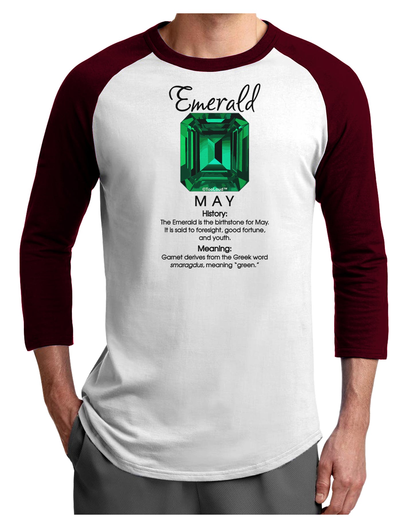 Birthstone Emerald Adult Raglan Shirt-Raglan Shirt-TooLoud-White-Cardinal-X-Small-Davson Sales