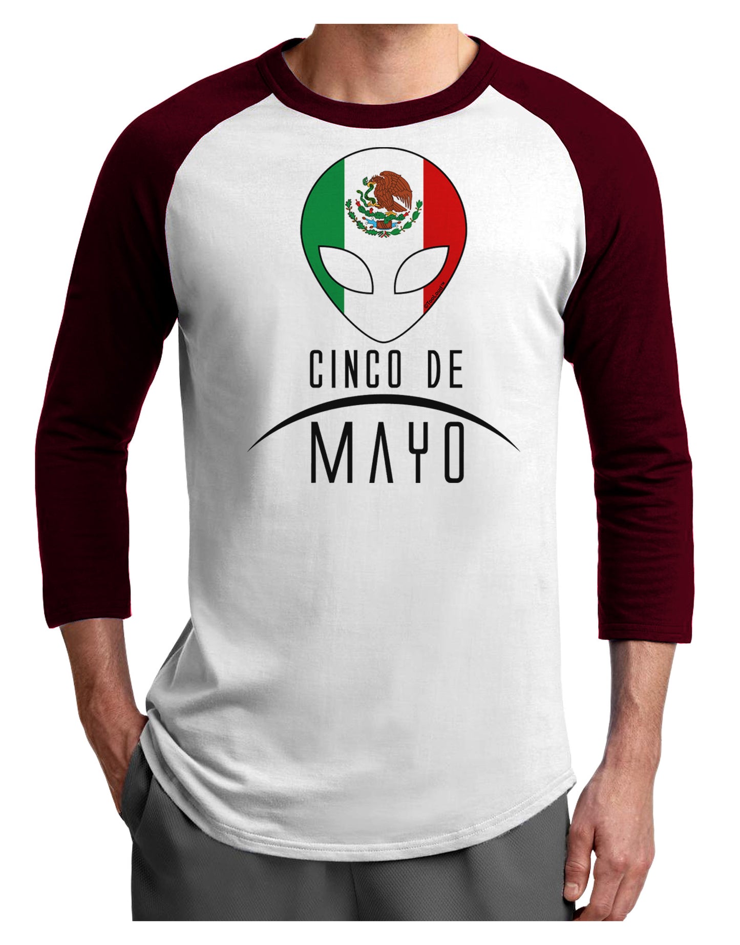 Mexican Extraterrestrial Text Adult Raglan Shirt-Raglan Shirt-TooLoud-White-Cardinal-X-Small-Davson Sales