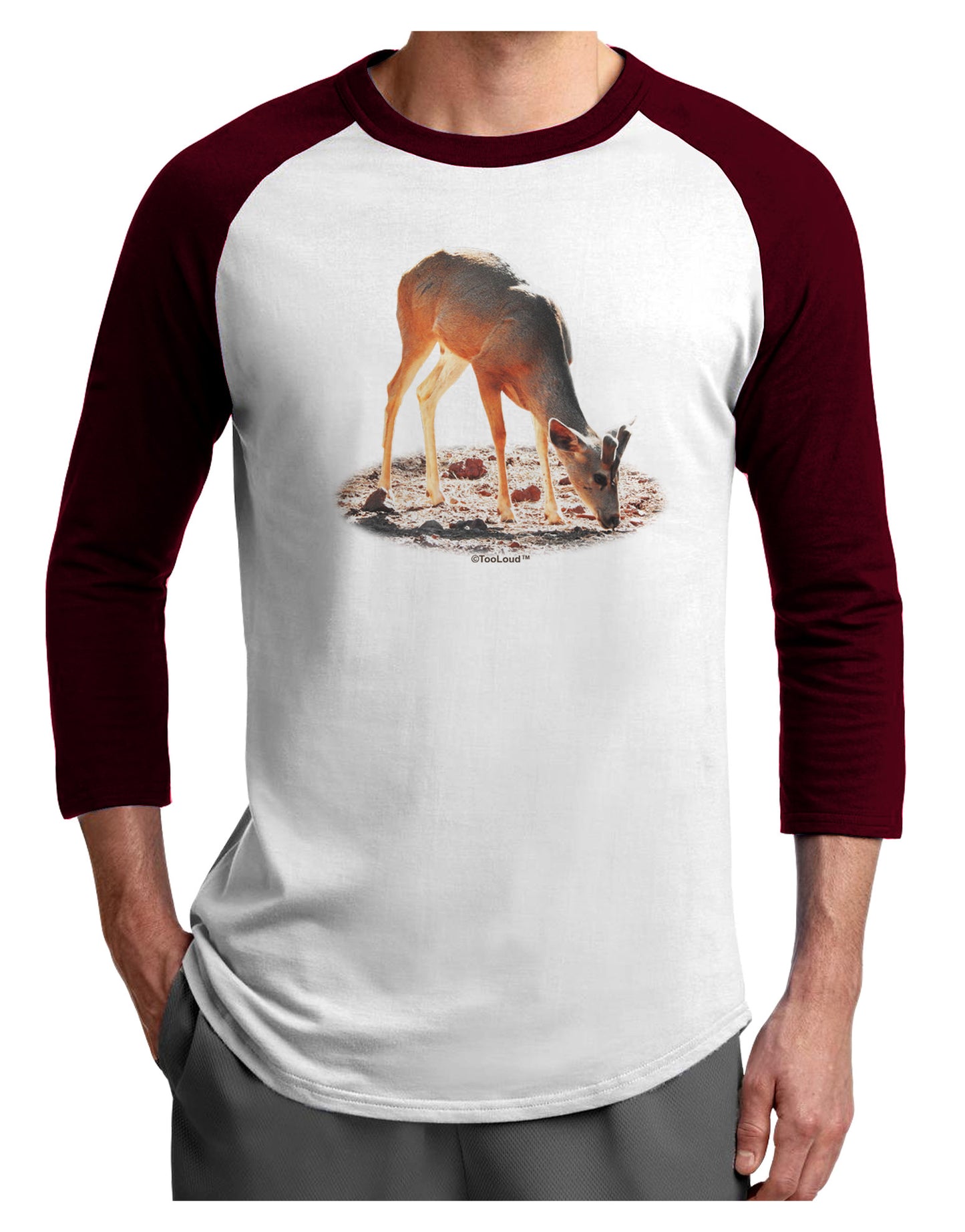 Little Buck Cutout Adult Raglan Shirt-Raglan Shirt-TooLoud-White-Cardinal-X-Small-Davson Sales
