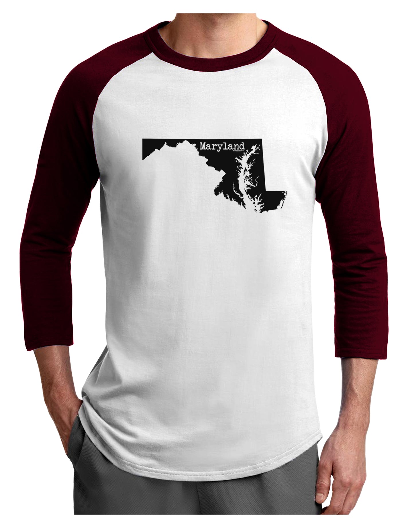 Maryland - United States Shape Adult Raglan Shirt by TooLoud-TooLoud-White-Cardinal-X-Small-Davson Sales