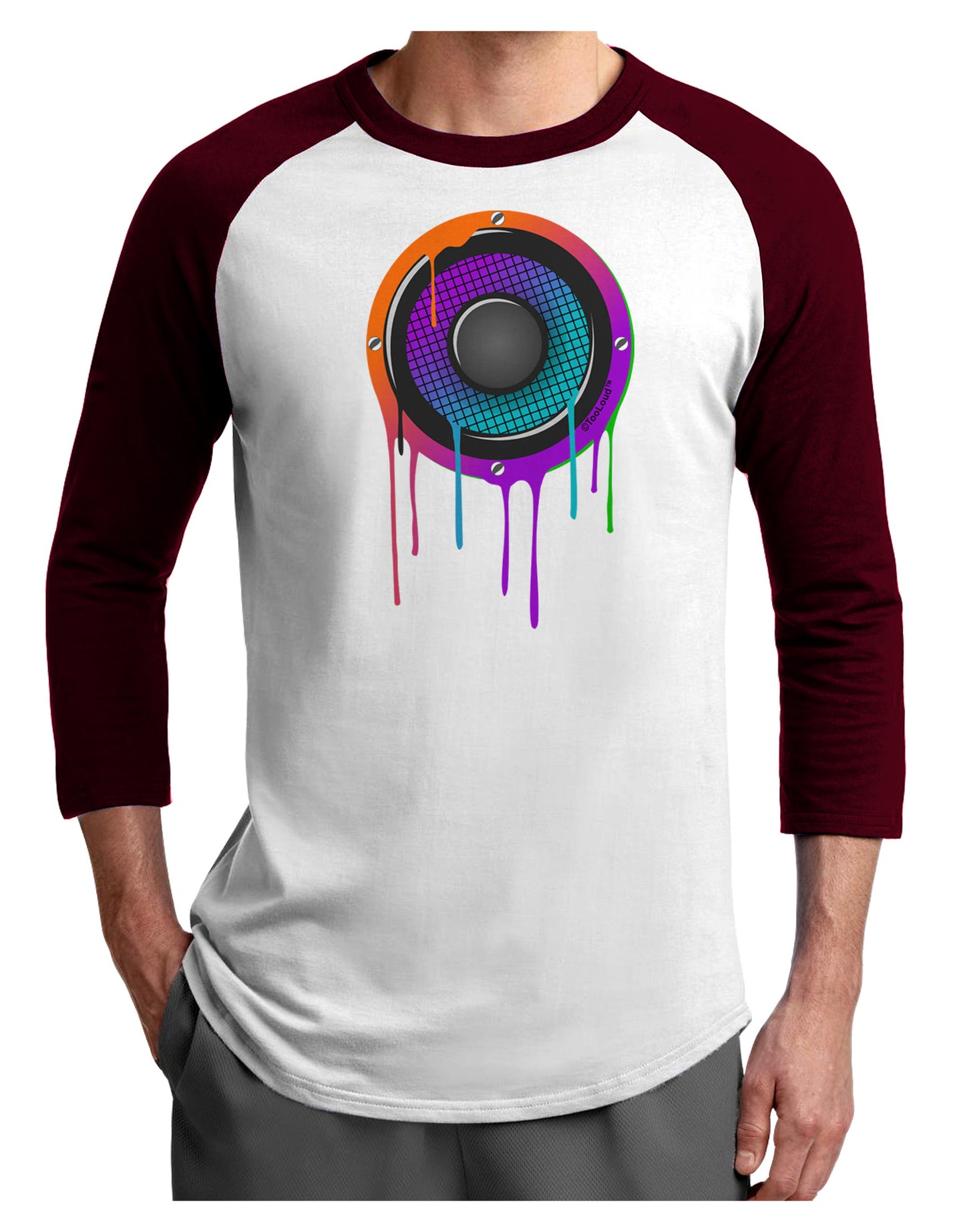 Paint Drips Speaker Adult Raglan Shirt-Raglan Shirt-TooLoud-White-Cardinal-X-Small-Davson Sales