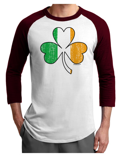 Irish Flag - Shamrock Distressed Adult Raglan Shirt by TooLoud-TooLoud-White-Cardinal-X-Small-Davson Sales