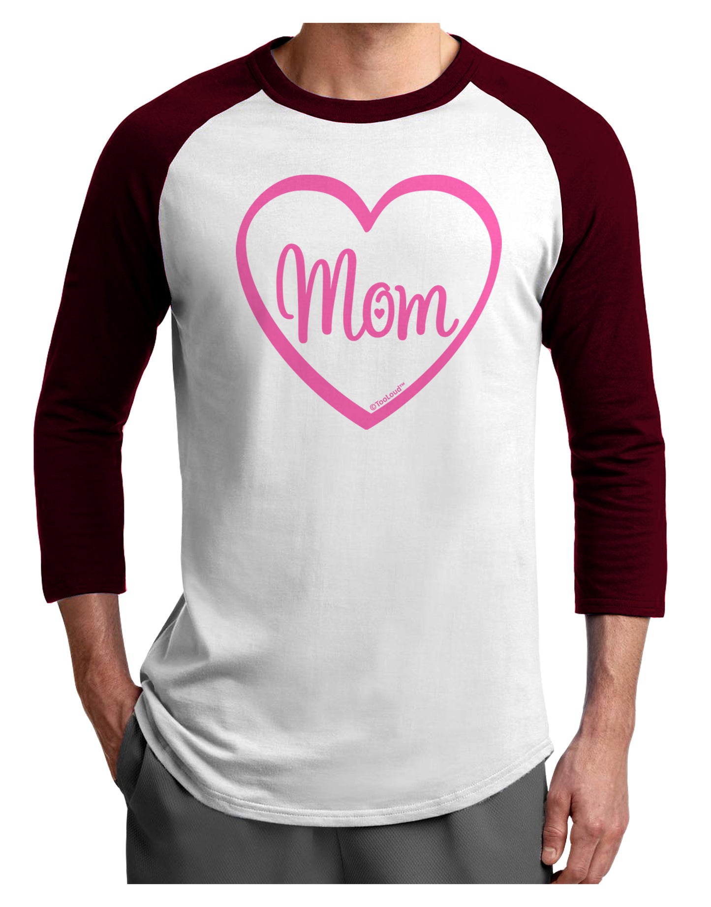 Mom Heart Design - Pink Adult Raglan Shirt by TooLoud-TooLoud-White-Cardinal-X-Small-Davson Sales
