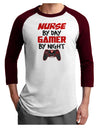 Nurse By Day Gamer By Night Adult Raglan Shirt-TooLoud-White-Cardinal-X-Small-Davson Sales