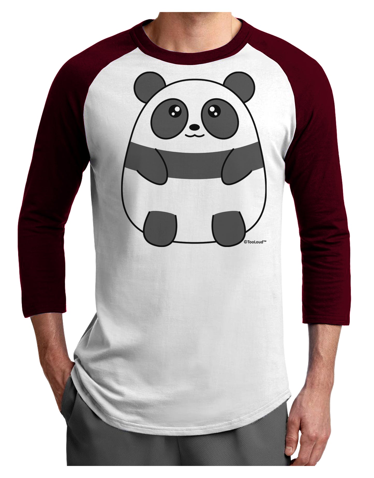 Cute Panda Bear Adult Raglan Shirt by TooLoud-TooLoud-White-Cardinal-X-Small-Davson Sales