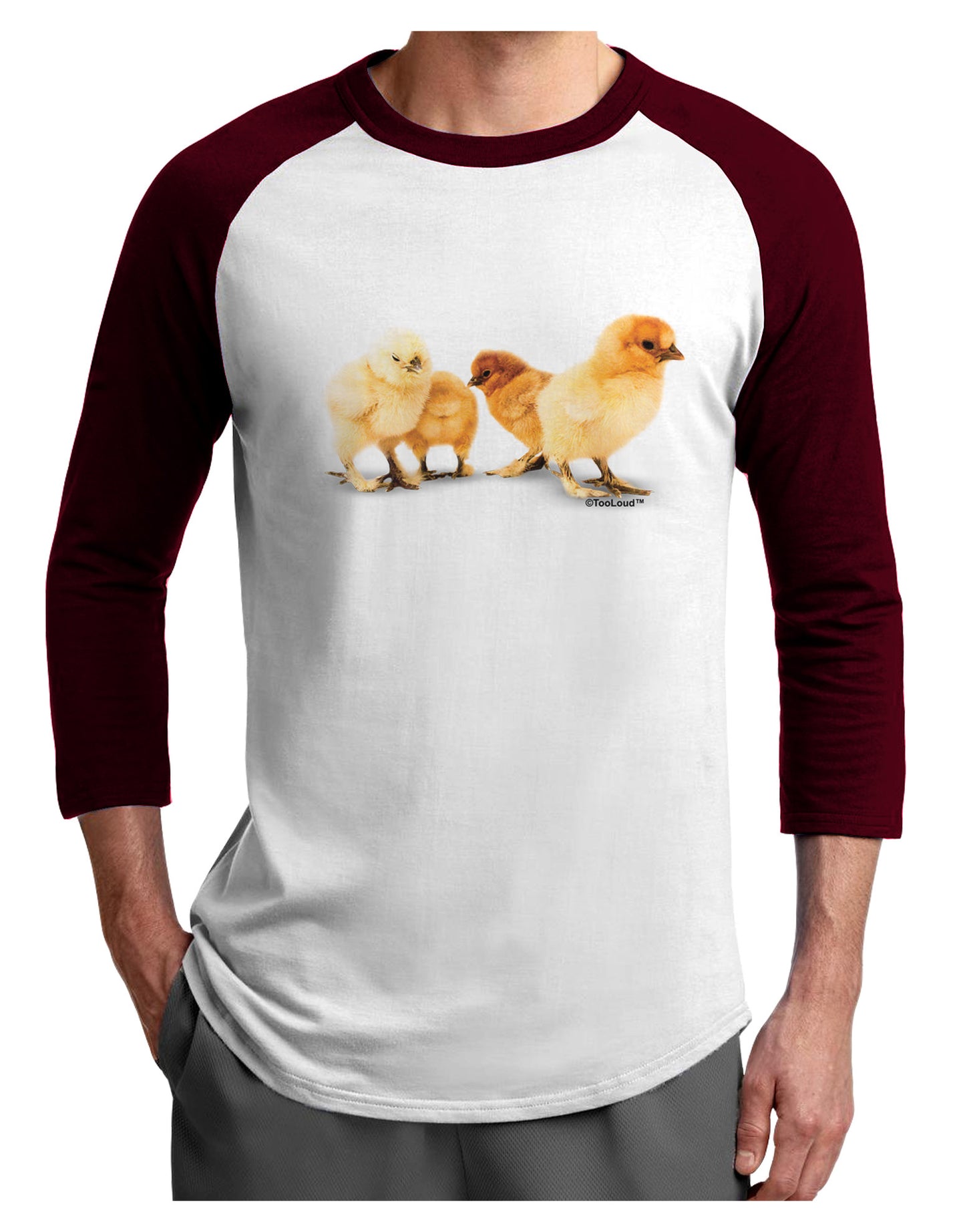 Cute Chicks Adult Raglan Shirt-Raglan Shirt-TooLoud-White-Cardinal-X-Small-Davson Sales