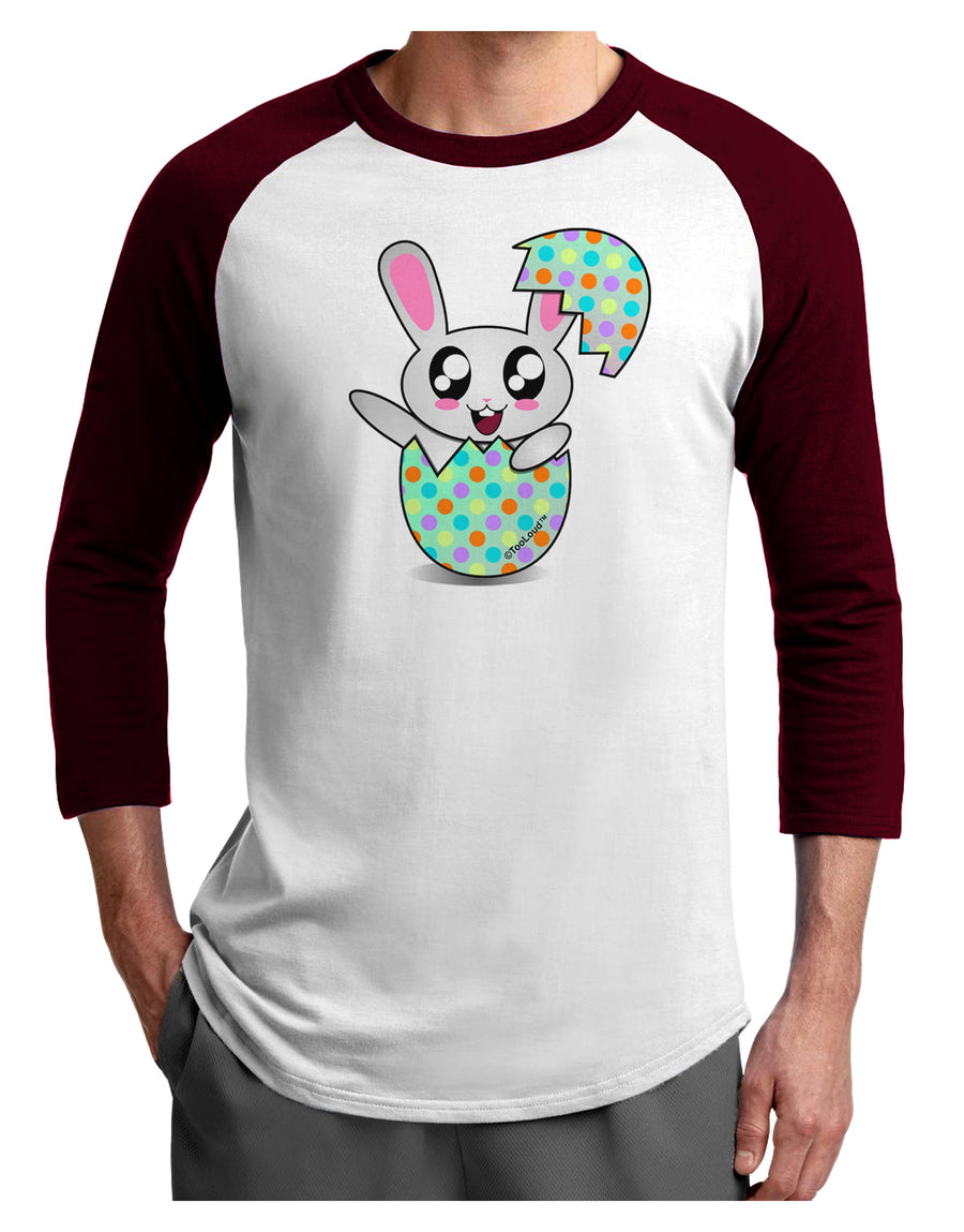 Bunny Hatching From Egg Adult Raglan Shirt-TooLoud-White-Black-X-Small-Davson Sales