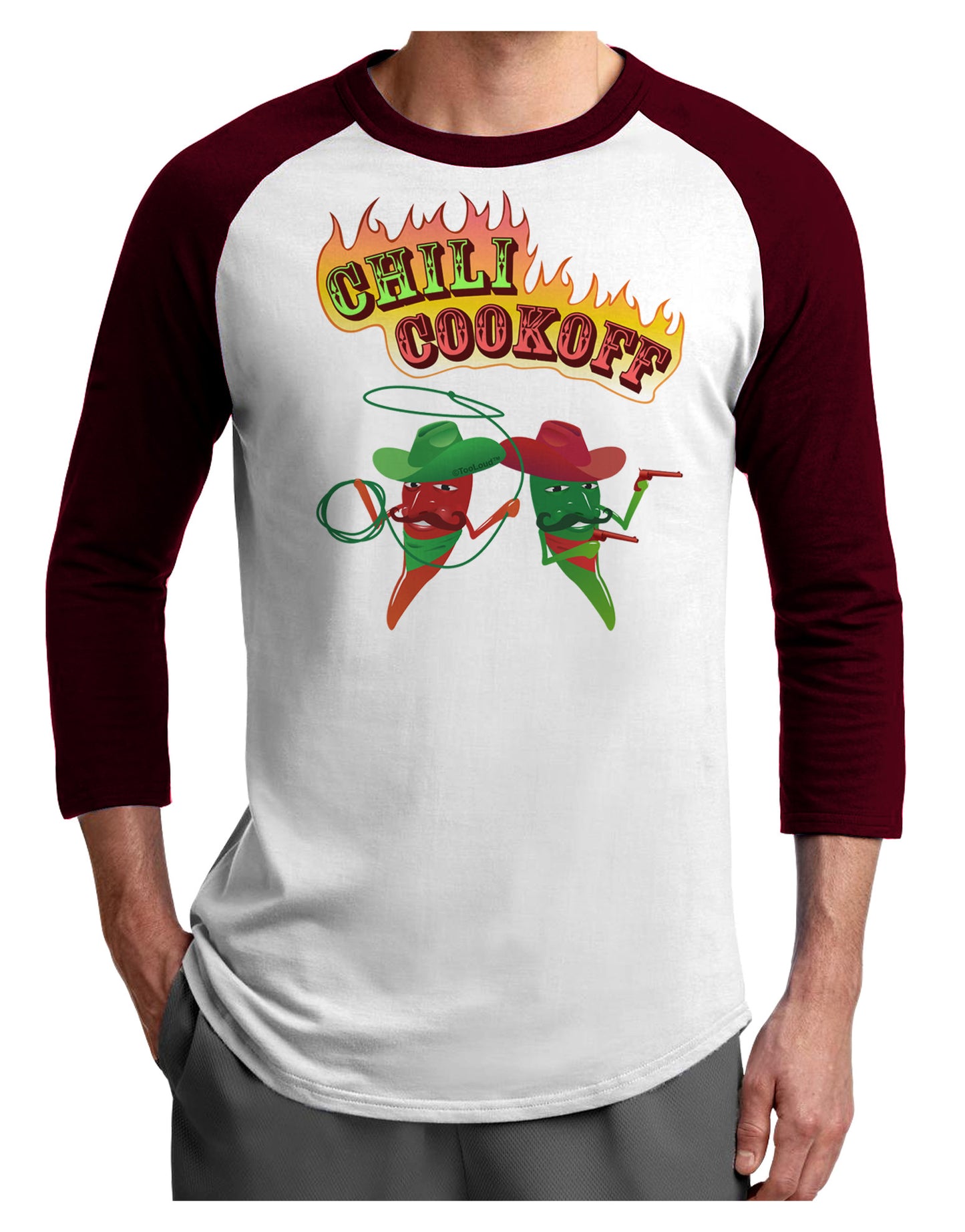 Cowboy Chili Cookoff Adult Raglan Shirt-Raglan Shirt-TooLoud-White-Cardinal-X-Small-Davson Sales