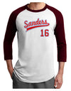 Sanders Jersey 16 Adult Raglan Shirt-TooLoud-White-Cardinal-X-Small-Davson Sales