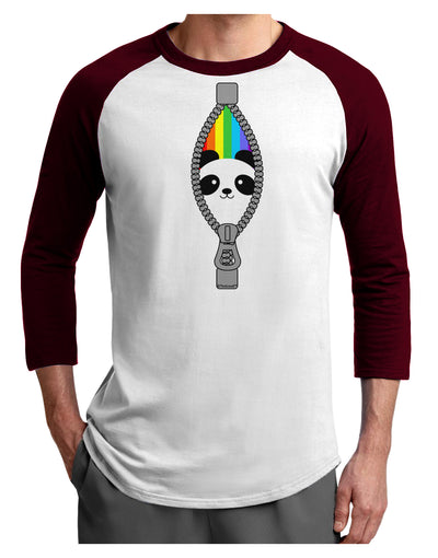 Rainbow Panda Peeking Out of Zipper Adult Raglan Shirt by TooLoud-TooLoud-White-Cardinal-X-Small-Davson Sales