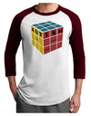 Autism Awareness - Cube Color Adult Raglan Shirt-TooLoud-White-Cardinal-X-Small-Davson Sales