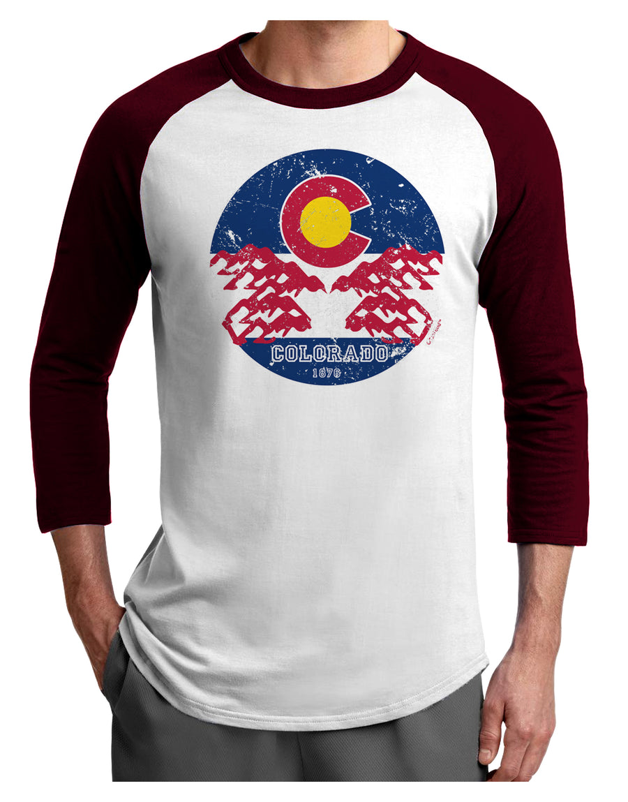 Grunge Colorado Emblem Flag Adult Raglan Shirt-Mens T-Shirt-TooLoud-White-Black-X-Small-Davson Sales