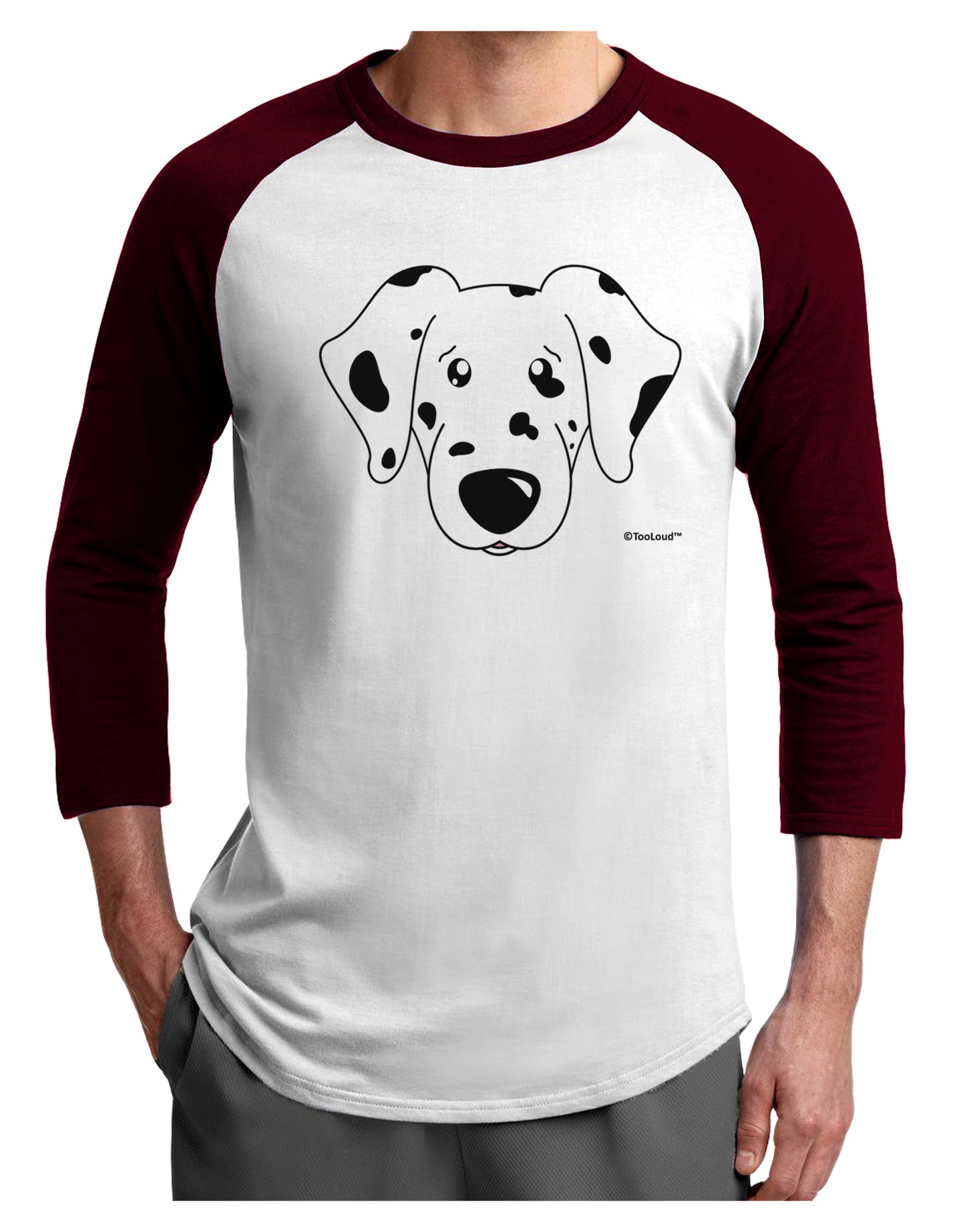 Cute Dalmatian Dog Adult Raglan Shirt by TooLoud-TooLoud-White-Cardinal-X-Small-Davson Sales