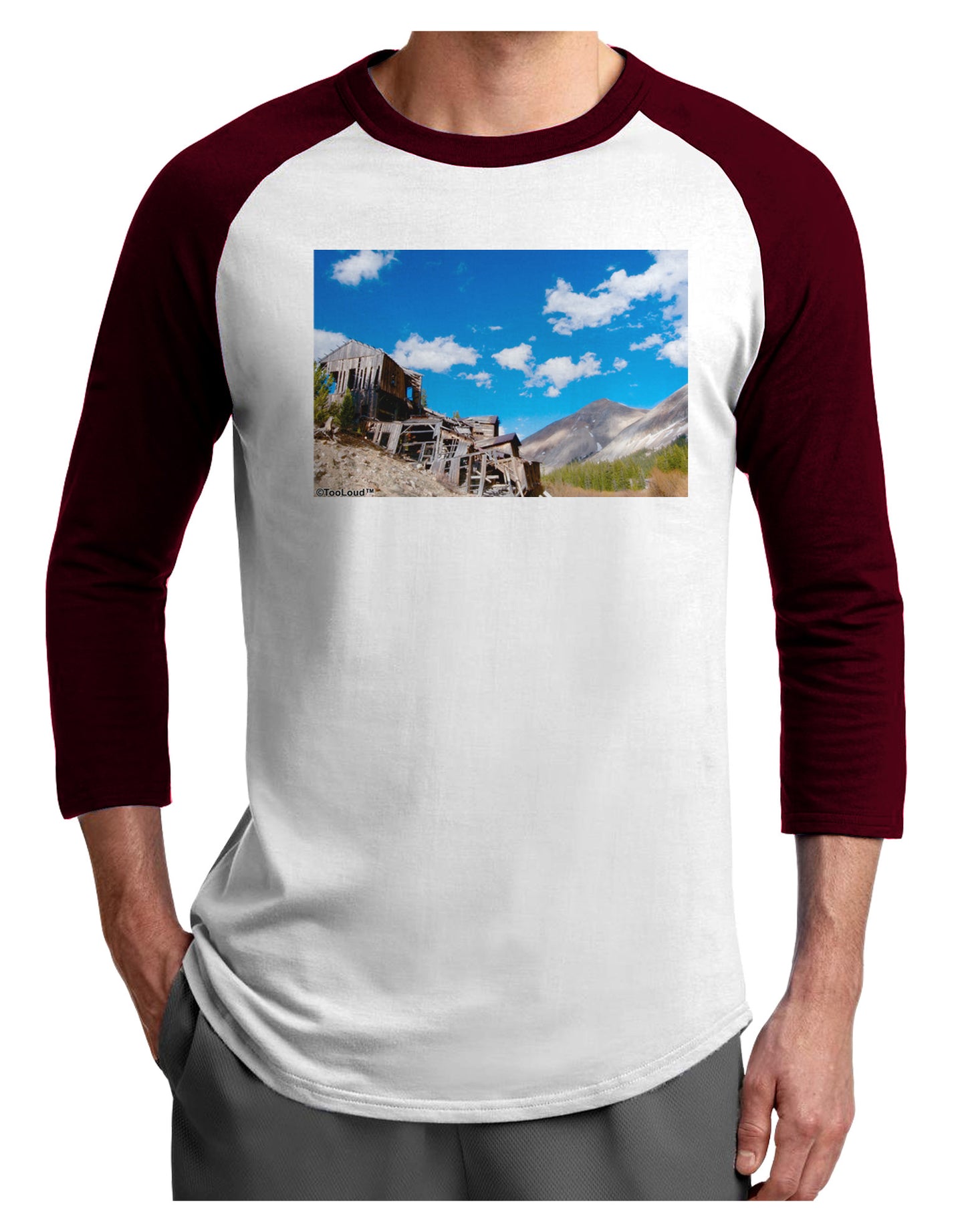 Colorado Landscape Ruins Adult Raglan Shirt-TooLoud-White-Cardinal-X-Small-Davson Sales