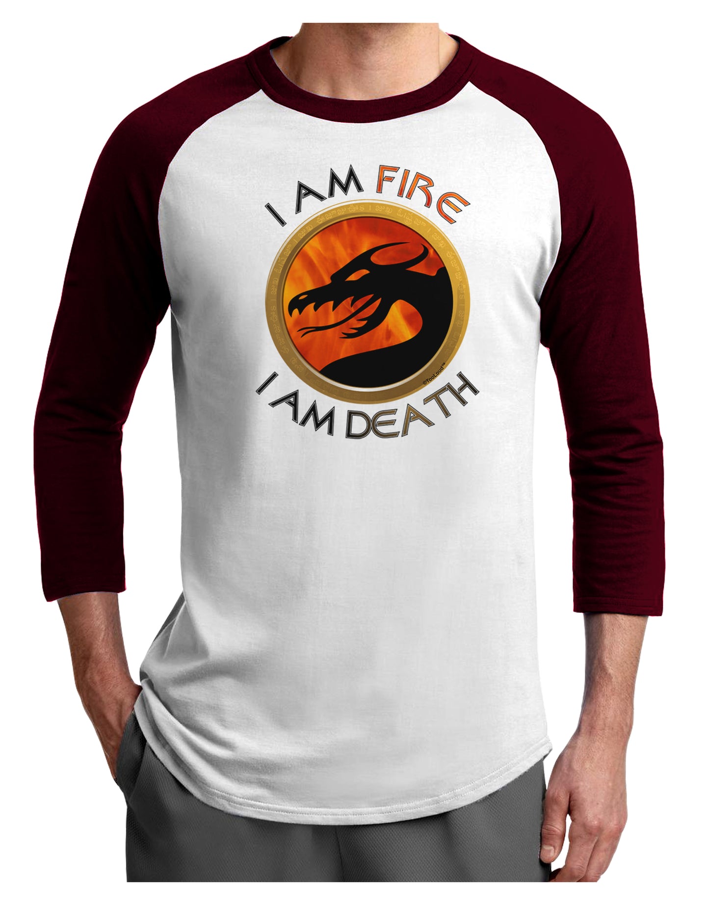 I Am Fire I Am Death Adult Raglan Shirt by TooLoud-TooLoud-White-Cardinal-X-Small-Davson Sales