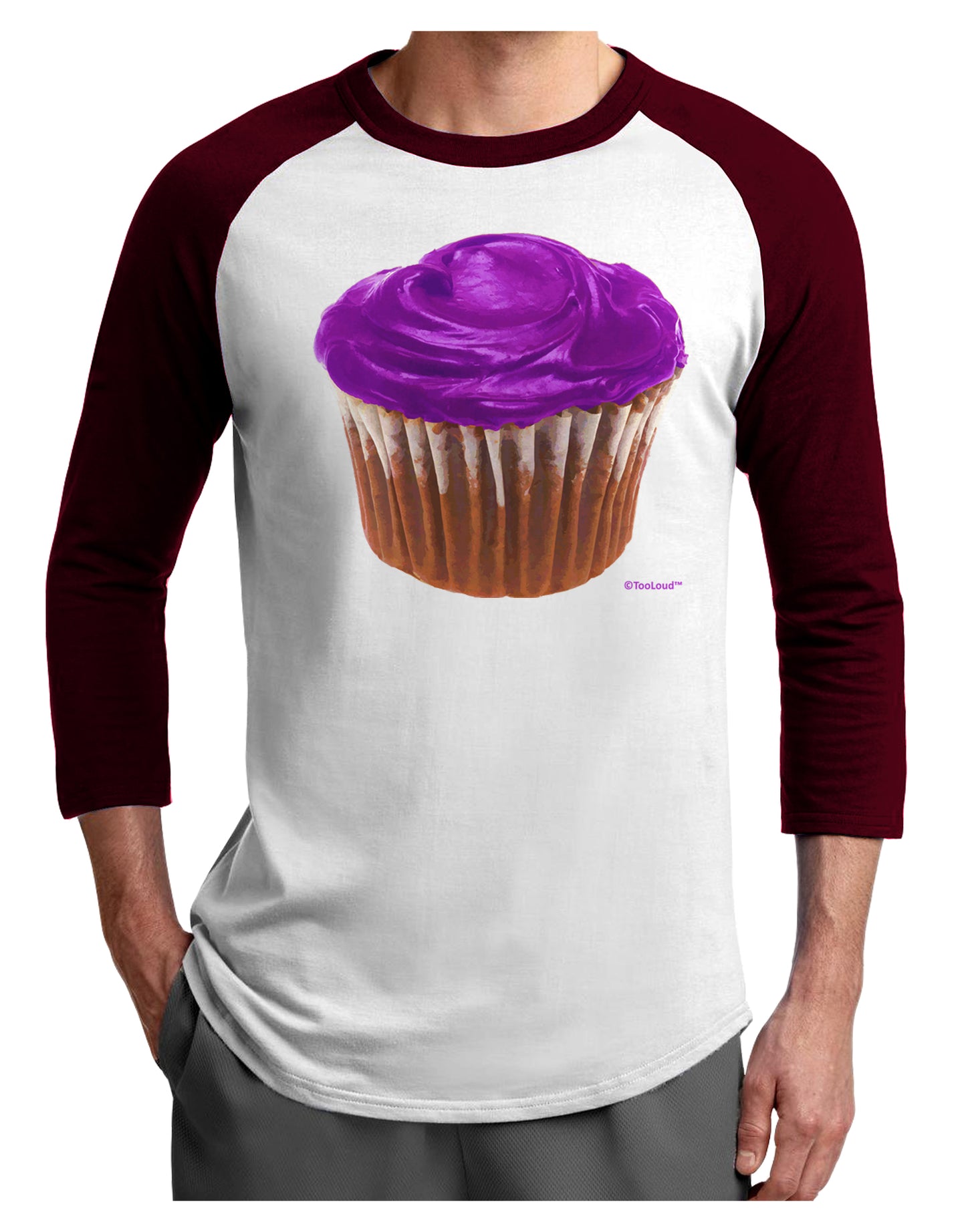 Giant Bright Purple Cupcake Adult Raglan Shirt by TooLoud-TooLoud-White-Cardinal-X-Small-Davson Sales