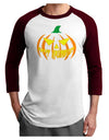 Happy Halloween Jack Yellow Adult Raglan Shirt-Raglan Shirt-TooLoud-White-Cardinal-X-Small-Davson Sales